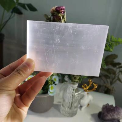 China Natural Clear Slab Crystal Quartz Selenite Slices Healing Rough Crystal Slices Selenite Slab from Europe for sale