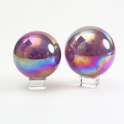 China Natural Europe Rainbow Crystal Sphere Ball Angel Aura Amethyst Sphere Souvenirs For Wedding Guests for sale