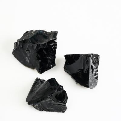 China Wholesale High Quality Natural Gemstone From Europe Healing Raw Black Obsidian Crystal Stone Raw for sale