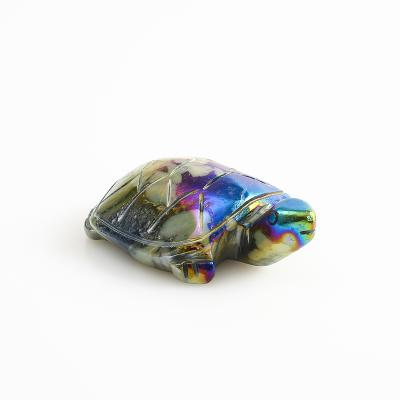 China High Quality Natural Bulk Color Plated Turtle Crystal Carving Crystal Animal Animal Folk Crafts Wholesale From China for sale