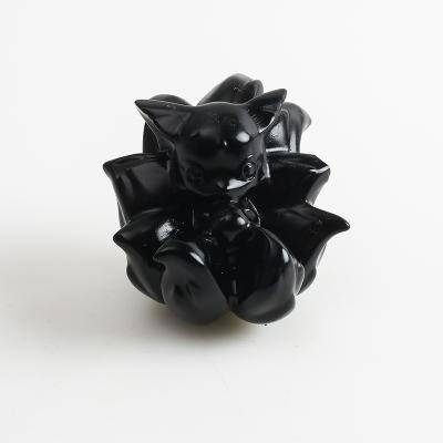 China Europe High Quality Obsidian Nine-tailed Fox Healing Crystal Carving Crystal Crafts for sale