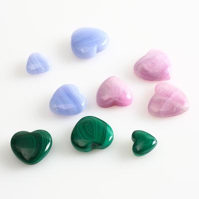 China Europe Malachite Heart Small Kunzite Natural Blue Agate Heart Lace Jewelry Making Pendants for sale