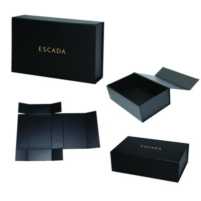 China Customized Box Design Large Black Cardboard Packaging Box with Magnet and Custom Logo for sale