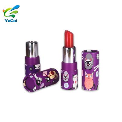 China 4.5g lipstick tube lip balm paper packaging printing carton lift up style cosmetic stock biodegradable paper tube packaging with good quality for sale