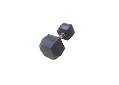 China Black Gym Fitness Accessories , Crossfit Rubber Coated Hex Dumbbell for sale