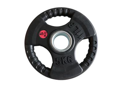 China Black Gym Fitness Accessories / Fixed Rubber Weight Plate For Body Building for sale