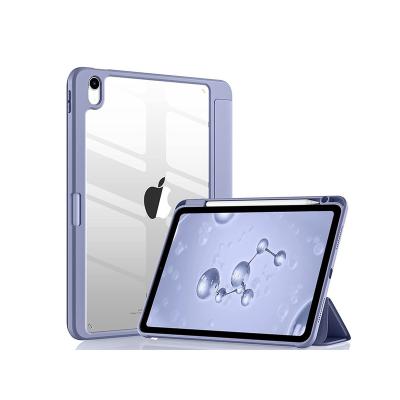 China iPad Air 10.9 10th Generation 10.9 Inch Flat Leather Case Pencil Holder With Transparent Back Shell, Sturdy And Durable for sale