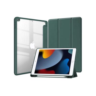 China For iPad 10.2 2021/2020/2019 Ipad10.2 Ninth Generation Tablet Case Leather Acrylic Plate Transparent Back Panel Pencil Holder for sale