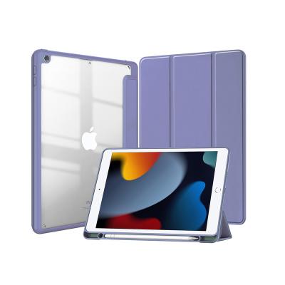 China For iPad 10.2 2021/2020/2019 IPad10.2 Panel Acrylic Transparent Back Shell Hard Bomb Proof And Dustproof Tablet Leather Case, Light And Slim for sale