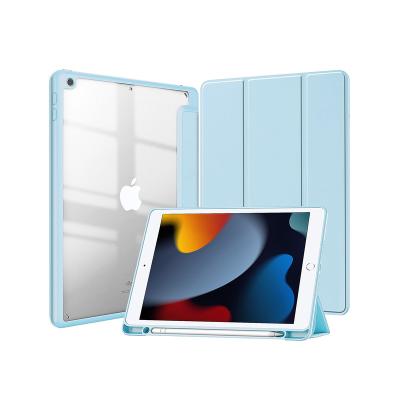 China For iPad 10.2 2021/2020/2019 Suitable For IPAd10.2019/2020/2021 Transparent Back Case Durable And Durable Tablet Case With Pen Slot Pencil Holder for sale