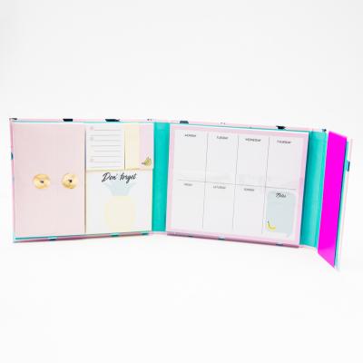 China Tri Folder Self Adhesive Hardcover Book Notepad Full Color Printed Sticky Set for sale