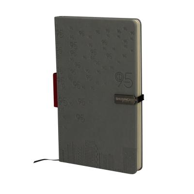 China Embossed Leather Cover Embossed PU Hard Leather Cover Promotional Notebooks With Colored Inside Pages for sale