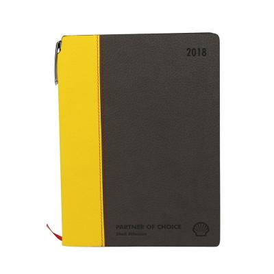 China 2 Color PU Cover Pen Holder A5 2 Color Soft Leather PU Cover Notebooks In Spine for sale