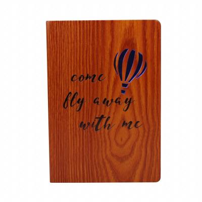 China Wooden PU Cover A5 PU Leather Cover Wooden Notebooks With Stamped Color for sale