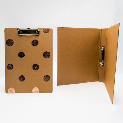 China Brown Kraft Paperboard 4 Ring Binders 2D Ring Binder With Silver Stamp for sale