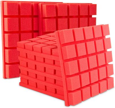 China BOSTOP 12*12*2inch Highly Efficient Red High Density Sound Absorption Sound Proof Acoustic Wall Panels Foam Small Square for sale