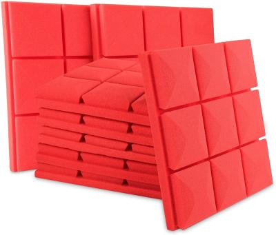 China Highly Effective High Density Noise Proof Sound Absorption BOSTOP 12*12*2inch Red Acoustic Sponge Foam Tiles For Studio for sale