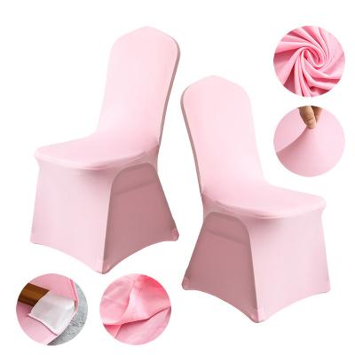 China Jacquard Yantai Tongli Wedding Dinner Decoration Pink Spandex Folding Chair Covers Banquet Event Chair Cover for sale