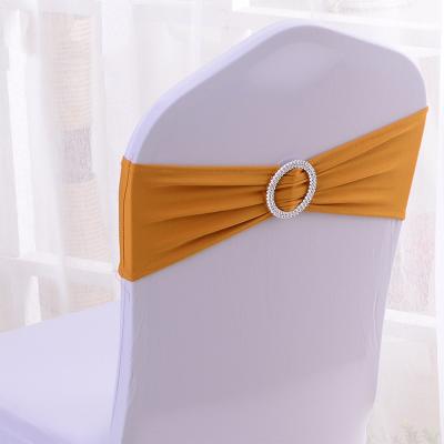 China Durable Elegant Machine Washable Wholesale Chair Band for Wedding with Rhinestone Buckle Chair Covers Wedding Decoration for sale