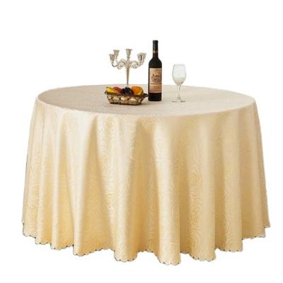 China Yantai tongli waterproof wholesale tablecloths wedding reusable damask tablecloth jacquard Table cover for sale