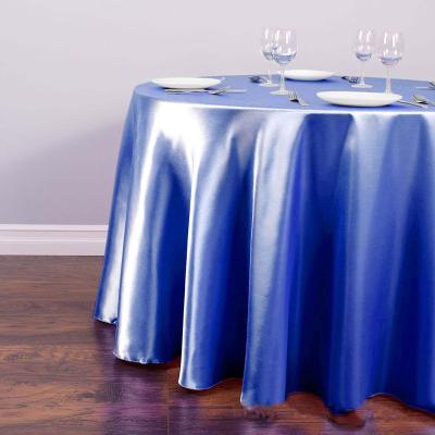 China waterproof premium fabric around satin silk tablecloth for wedding party banquet events for sale