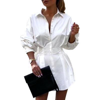 China Factory Made Anti-static Vintage Women Plus Size Dresses Casual Long Sleeve Shirt Mini Dress for sale