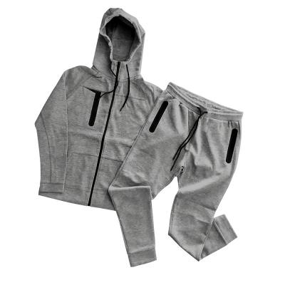 China Breathable Men's Logo Small Quantity Spring Fall Sweat Suits Solid Color Custom Hoodie Jogger 2pcs Set for sale