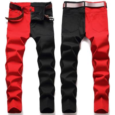 China Anti-Wrinkle Street Man Fashion Block Men's Casual Long Pants Two Color Patchwork Pants for sale