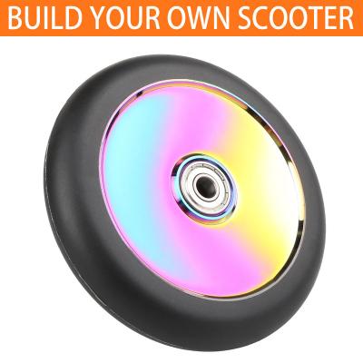 China Scooter Parts High Solid PU 88A Por Hollow Core Rebound Wheels 120mm Alloy Al 6061 Aluminum Core High Rebound PU for sale