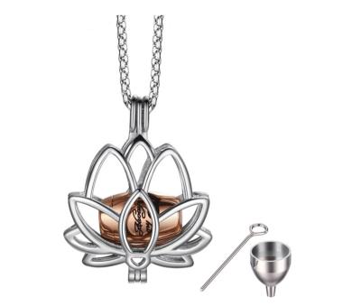 China Viable burst lotus flower type, personality open perfume bottle, pendant, stainless steel necklace, pet casket. for sale