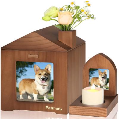 China New Primary Color Viable Bestselling Customizable Wooden Cat and Dog Casket Box Pet Memorial Urn for sale