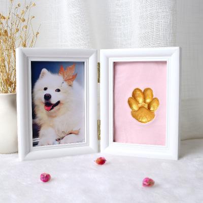 China New Pet Photo Frame Pet Dog Cat Pet Hand Paw Print Mud Keepsake Memorial Photo Frame Environmentally Friendly Hot Selling for sale