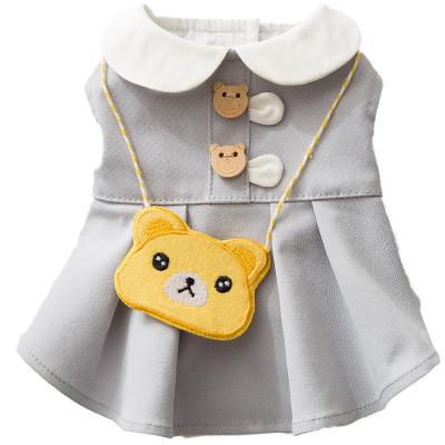 China New Summer Fashion Bear Pannier Thin Breathable Cute Teddy Dog Vest Skirt Small Pet Clothes Viable for sale