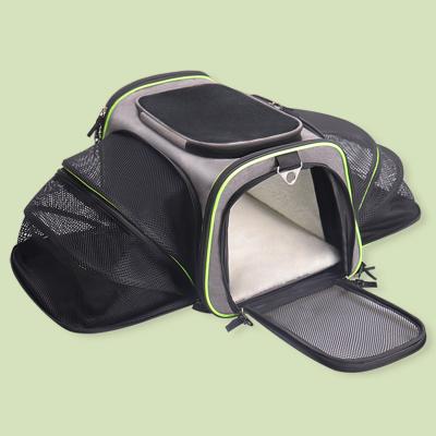 China Durable Custom Soft Sided 4 Side Expandable Pet Carrier Car Airline Approved Portable Dog Pet Bag For Travel Outdoor Activities for sale