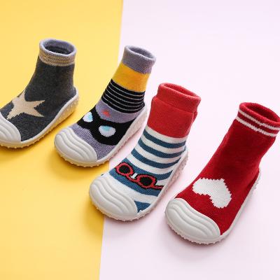 China Custom QUICK DRY Soft Anti Slip Toddler Baby Cotton Baby Sock Rubber Sole Shoes for sale