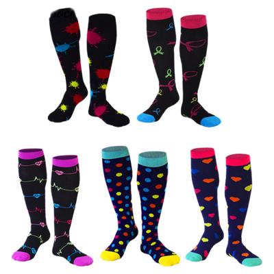 China Q-YLW-008 Breathable Wholesale Custom Made Pressure Socks Women and Men High Compression Travel Medical Running Knee Sports for sale