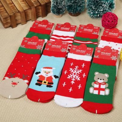 China High Quality Breathable Christmas Boy Girls Q-SDW-006 Sock Cotton Tube Winter Santa Claus Funny Cartoon Kids Sock for sale