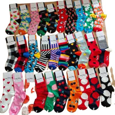 China QUICK DRY happy unisex design men's crew Europe and the United States skateboard flower socks wholesale for sale