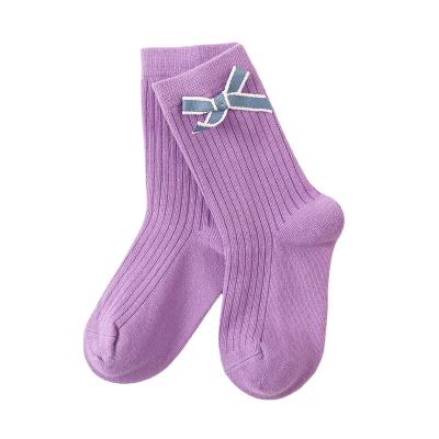 China Wholesale hot sale autumn and winter style princess QUICK DRY the new combed cotton candy color bow socks for children for sale