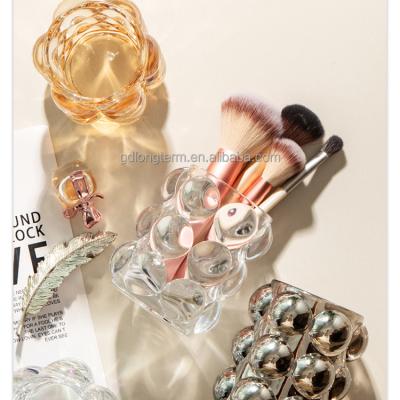 China Desktop Display Pen Holder Box Transparent Nail Makeup Eyebrow Brush Glass Storage Pencil Viable Polish Rack for sale