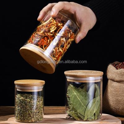 China Home Round Food Grade Kitchen Accessories Moisture Seal Food Canisters Airtight Storage Containers Tall Glass Spice Glass Jar Sealed Jar for sale