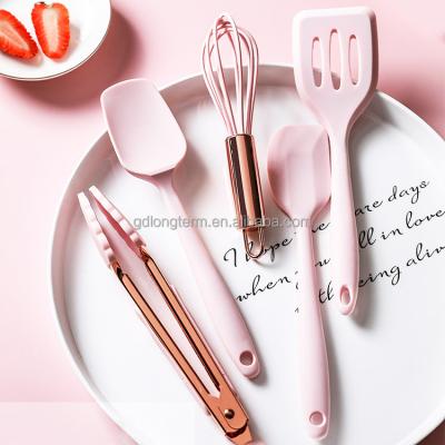 China China Factory Design Solid Non Heat Resistant One Piece Wholesale Custom Viable 5 Silicone Spatula Stick Kitchen Cooking Set for sale