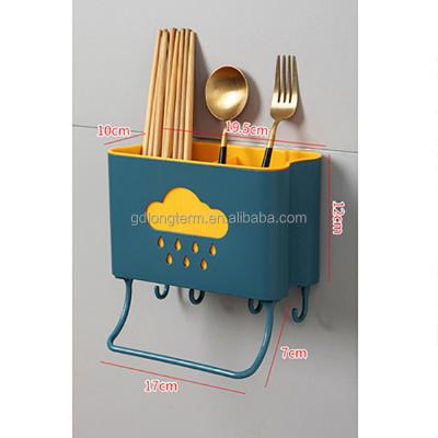 China Detachable Kitchen Accessories Chopsticks Holder Drain Rack Viable Rack Utensils Bifurcate Spoon Storage Rack With Dustproof for sale