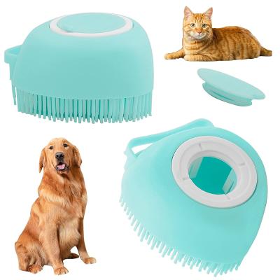 China Viable Dog Bath Pet Shampoo Dispenser Brush Silicone Grooming Brush Pet Massage Bath Brush For Short Long Haired Dogs for sale