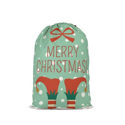 China Custom Simple DIY Accessories Cotton Drawstring Gift Bags Cute Christmas Santa Sacks Large Sublimation Canvas 2021 Blank Bulk for sale