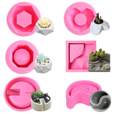 China A265 Disposable Creative Succulent Silicone Mold Geometric Polygonal Concrete Pot Clay Abrasive Fondant Mold for sale