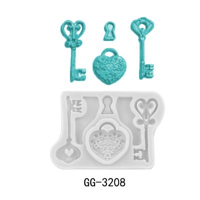 China M076 DIY Jewelry Custom Key Fondant Silicone Mold Disposable Handmade Chocolate Cake Mold for sale