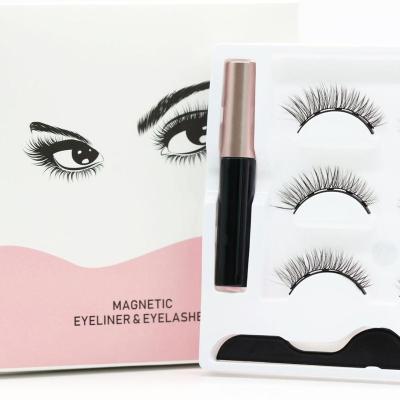 China 2020-2021 Hot Sale Wholesale False Eyelash Mink Eyelashes Natural Magnetic Eyeliner Long Lashes for sale