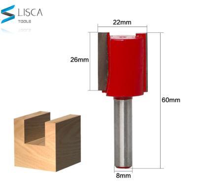 China L-N146 1pc 8mm*22mm Large Size Straight Blade Wood Router Trimming And Trimming Straight Bit With Double Flutes Grooving Woodworking Router Bit for sale