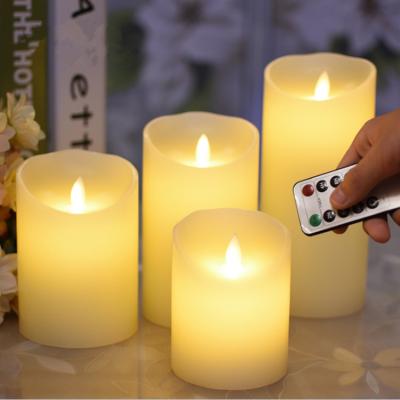 China Paraffin+Electronic Components 10 Button Romantic Wedding Pproposal Buddha Candle Light LED Swing Flame Candle Remote Control Electronic Home Night Light for sale